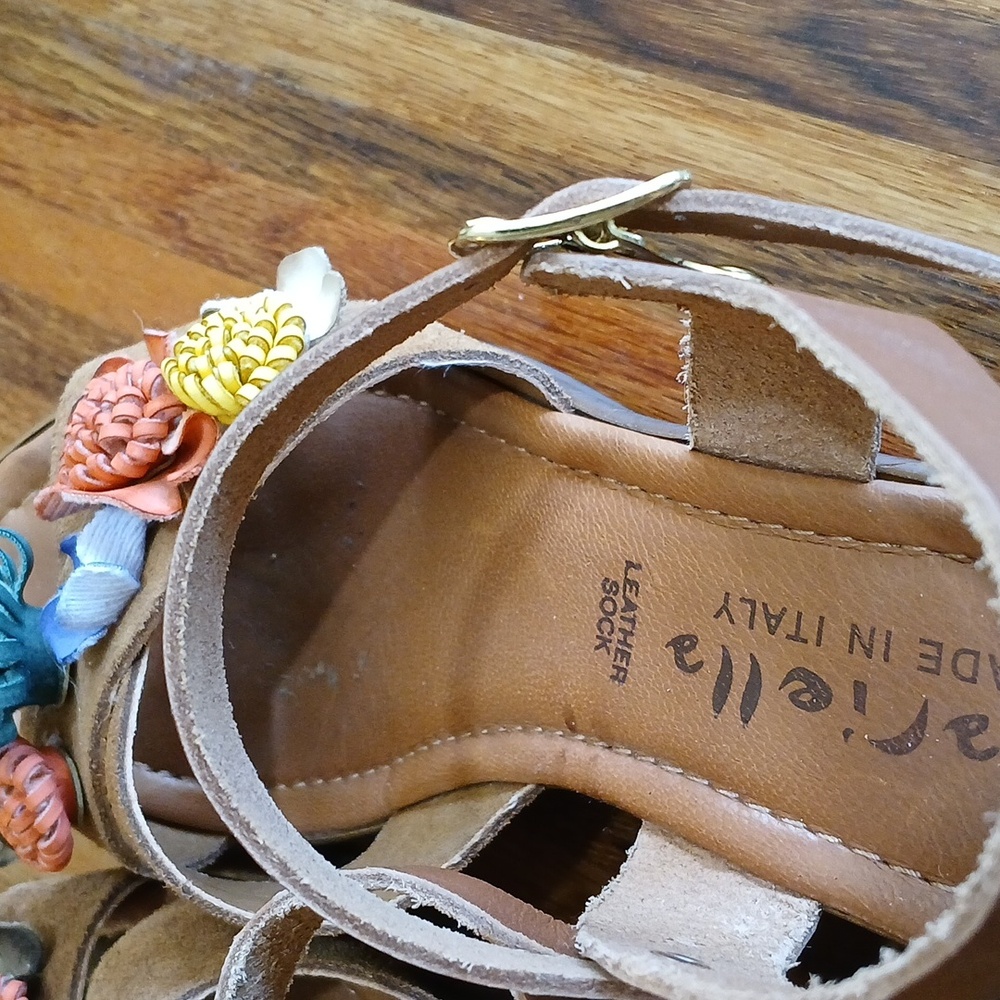Mariella Suede 3D Multi Floral Wedge Sandal - 8 - Picture 9 of 13